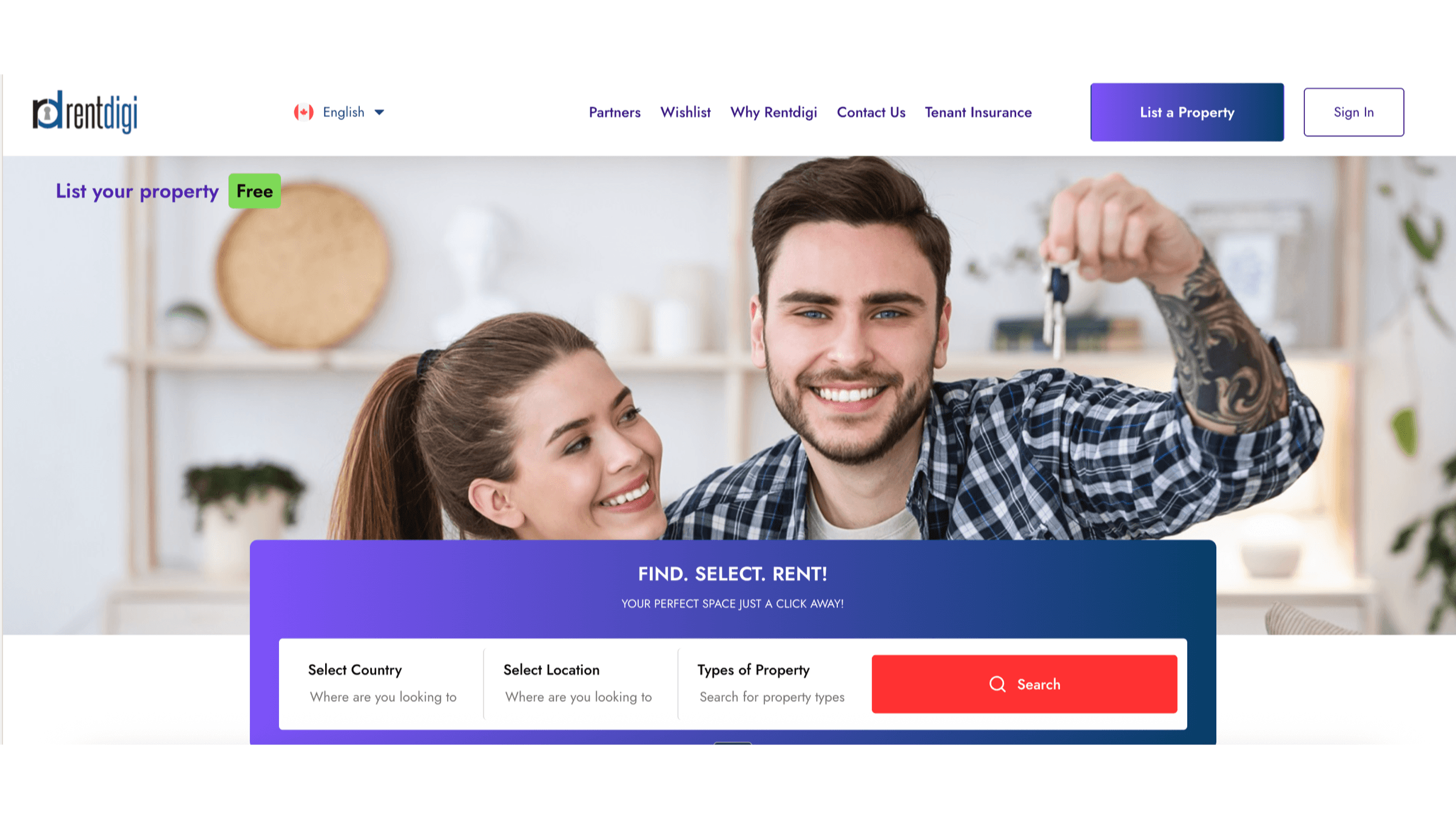 Tenant-facing marketing site with instant search